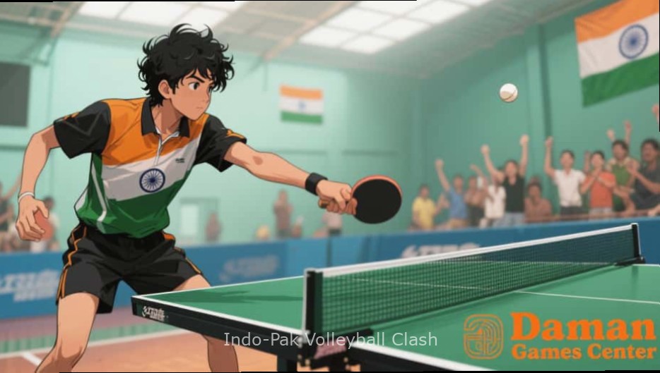 Indo-Pak Volleyball Clash - Gameplay Action Indo-Pak Volleyball Clash gameplay showing player spiking the ball during a match